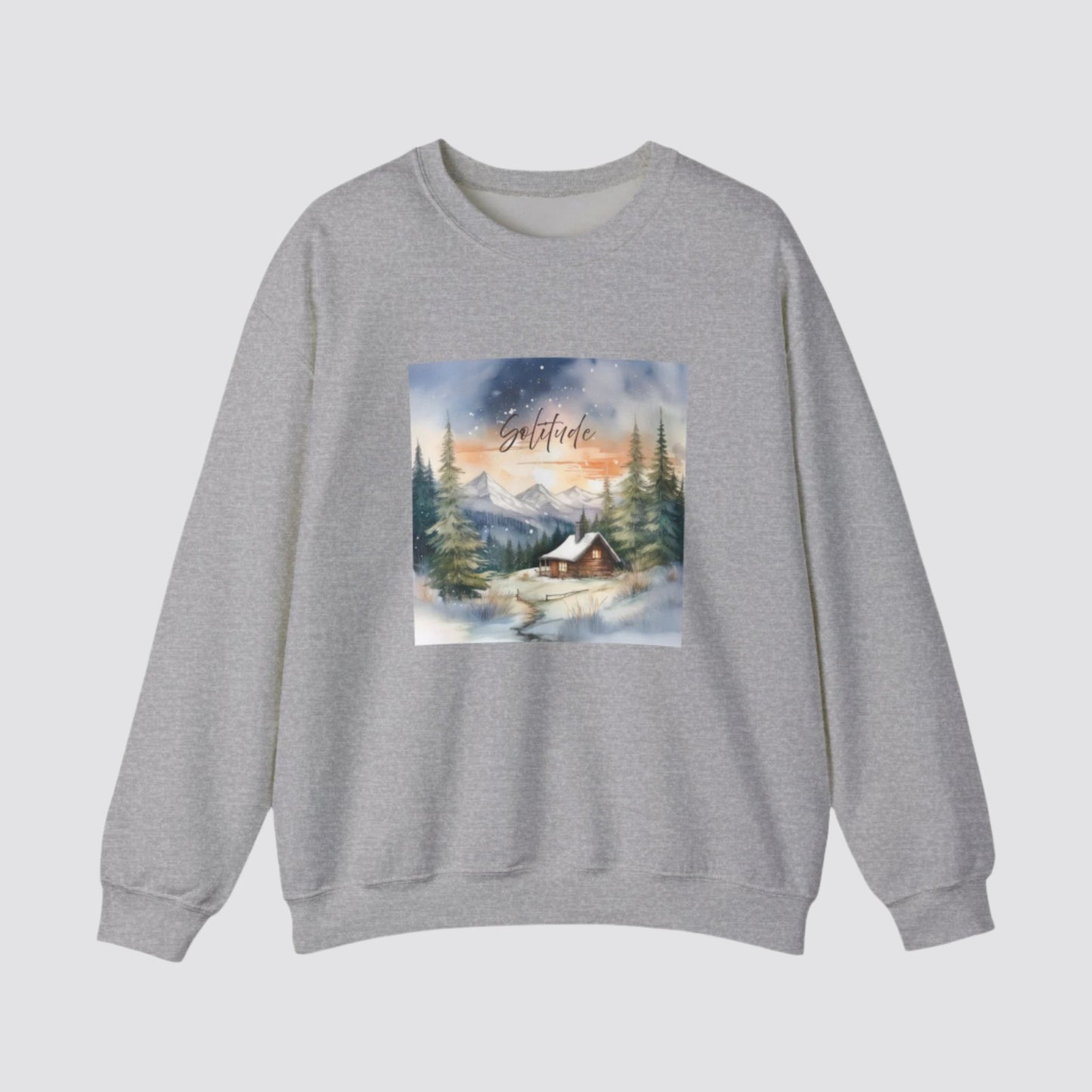 Solitude Cabin Nature-inspired Crewneck Sport Grey