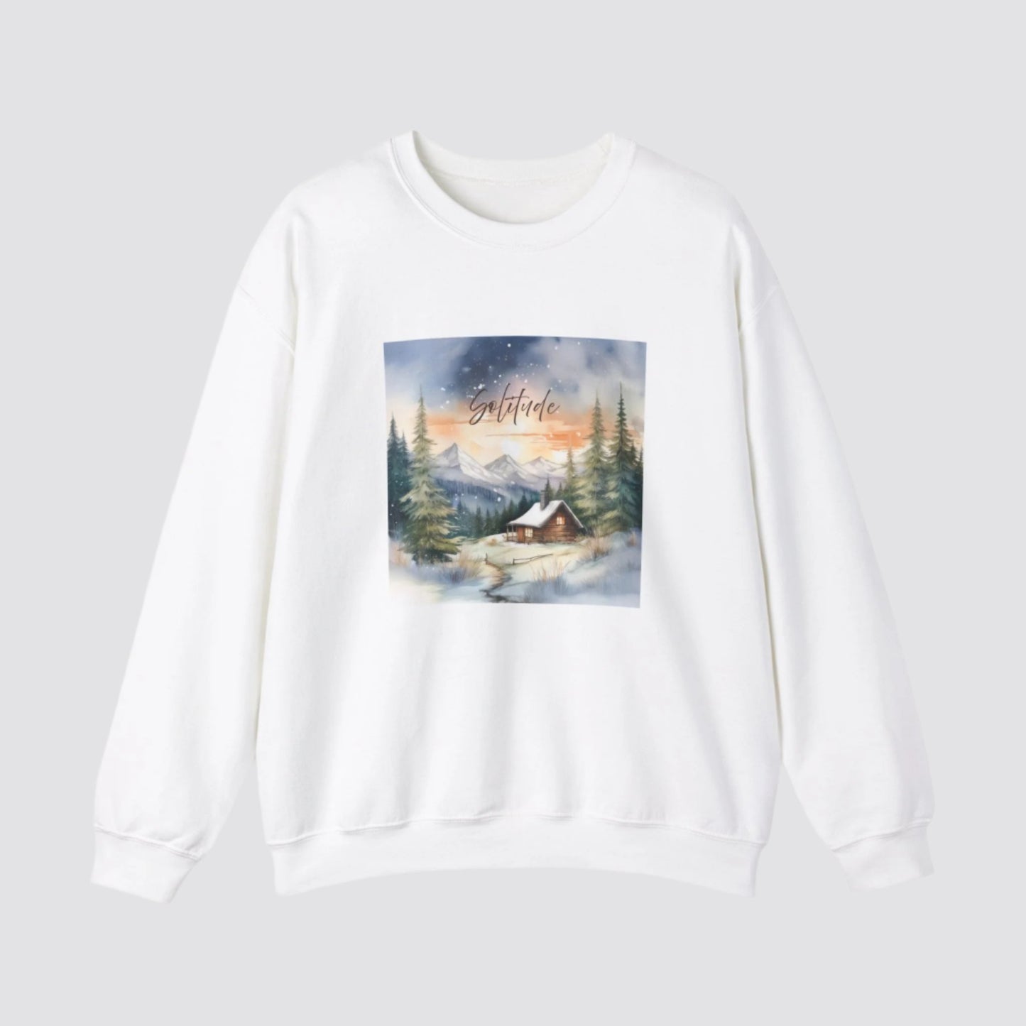Solitude Cabin Nature-inspired Crewneck White