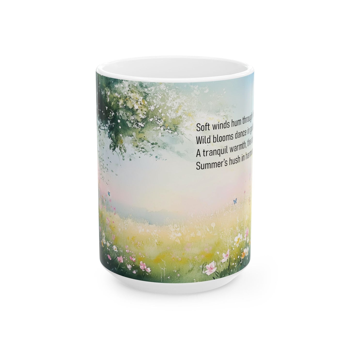 Summer’s Hush nature-inspired Poetry Mug 15 oz - Front