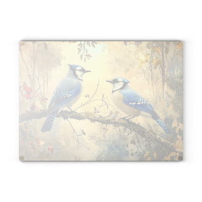Blue Jay Tempered Glass Cutting Board, Nature-inspired Kitchen Decor, Bird Lover Gift, Housewarming Gift, Cooking Enthusiasts Gift