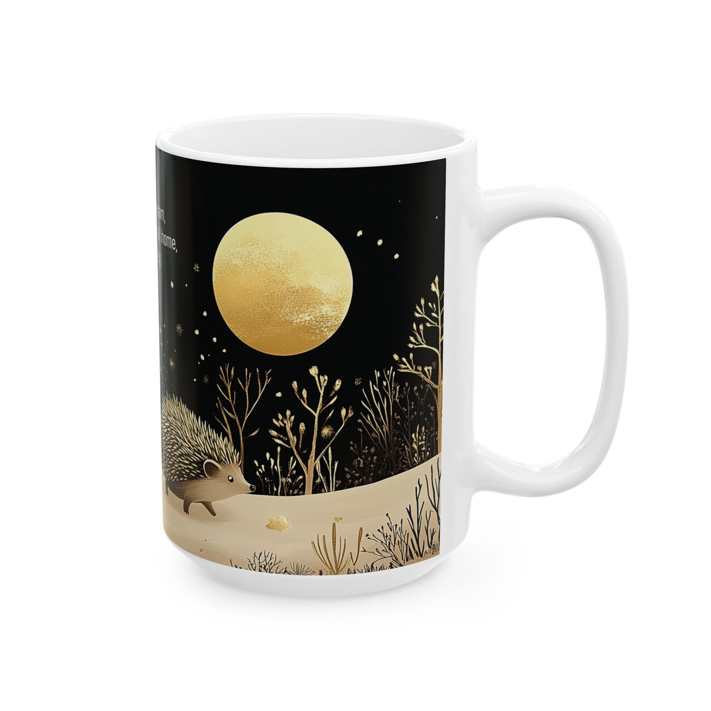 Golden Moonlit Hedgehogs Ceramic Mug