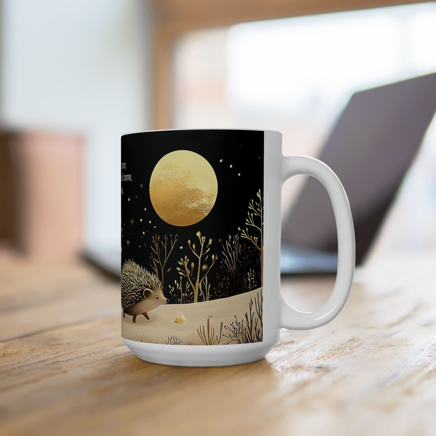 Golden Moonlit Hedgehogs Ceramic Mug