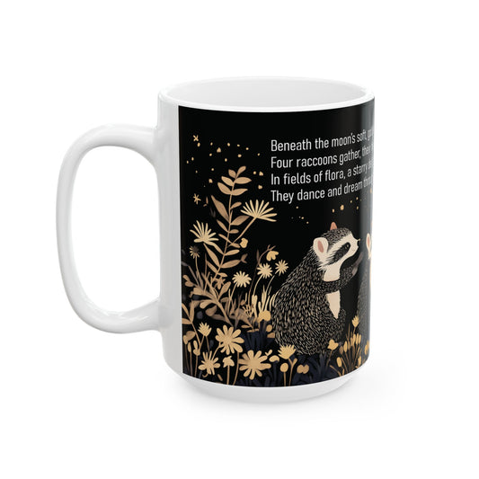 Golden Moonlit Raccoons Ceramic Mug
