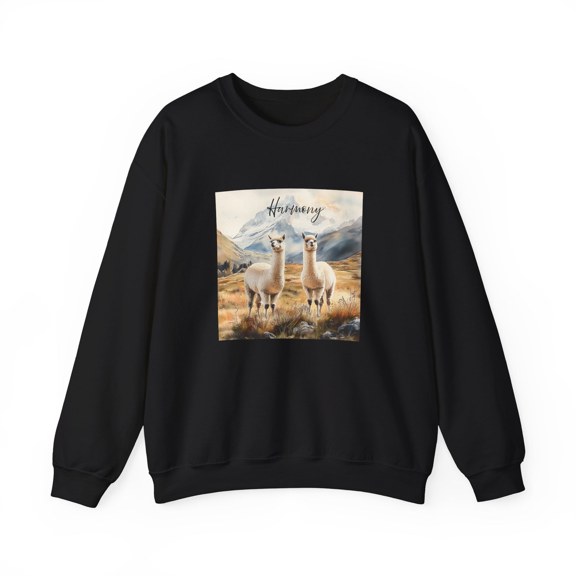 Alpaca Harmony Nature-inspired Crewneck Black