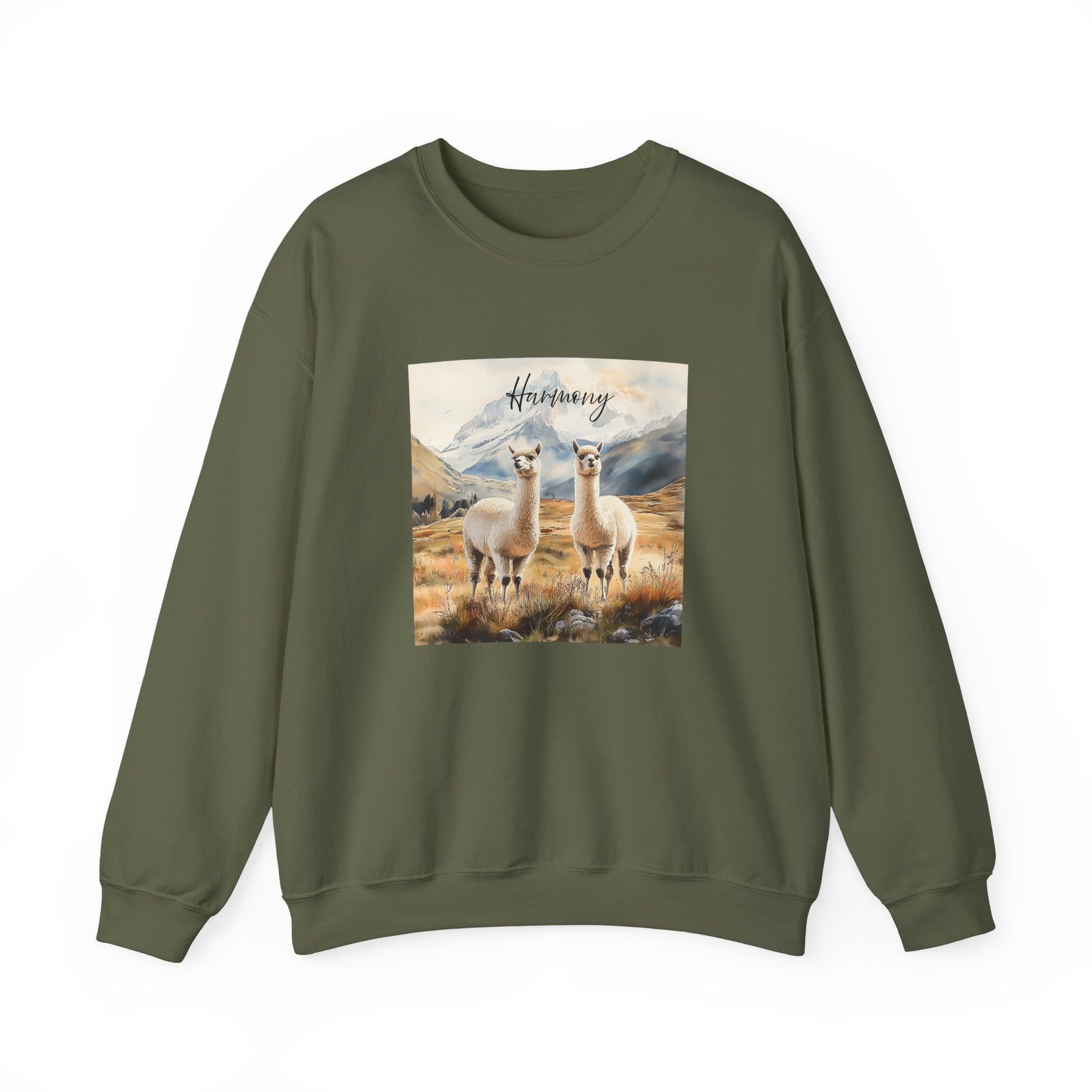 Alpaca Harmony Nature-inspired Crewneck Military Green