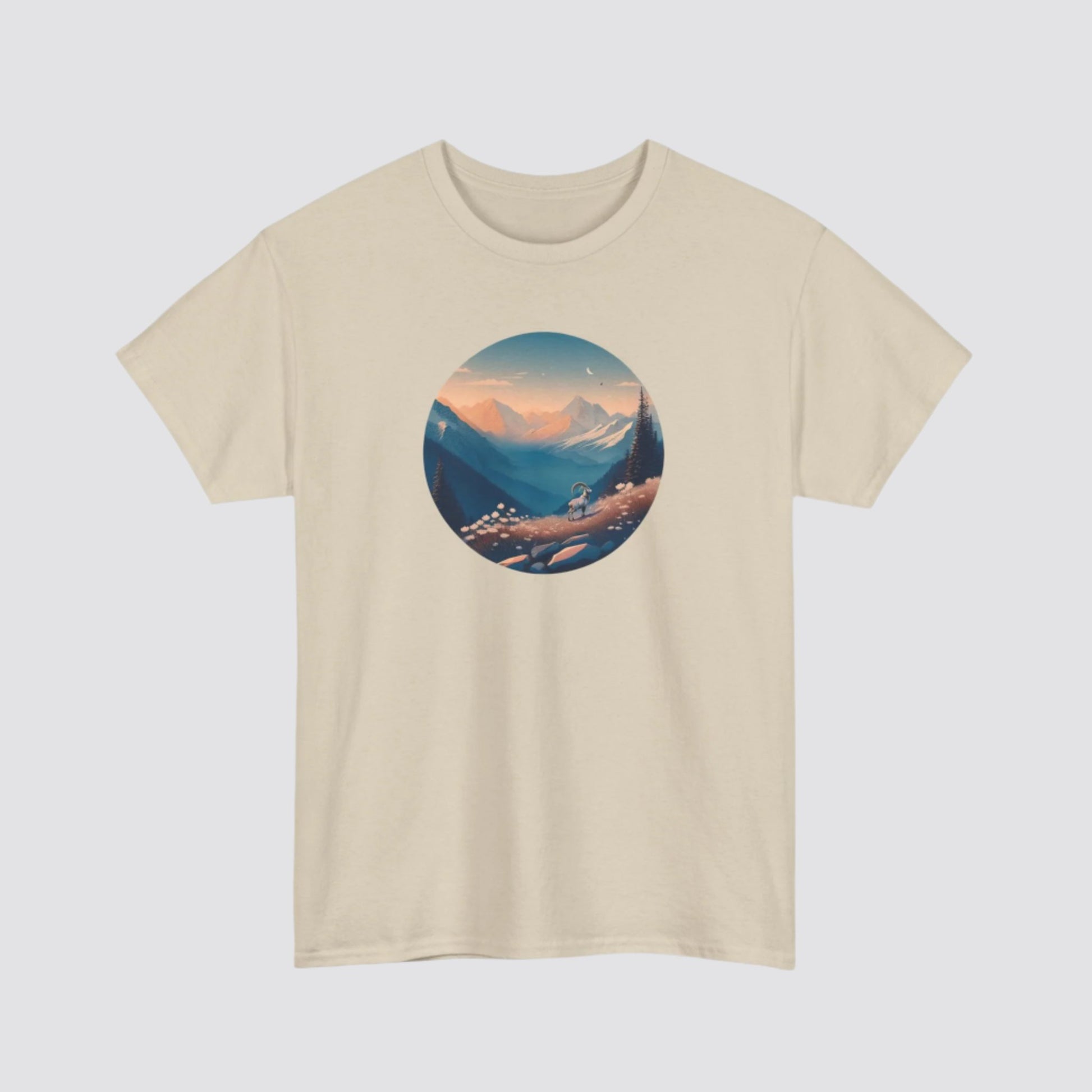 Alpine Mountain Goat Nature-inspired T-shirt Sand