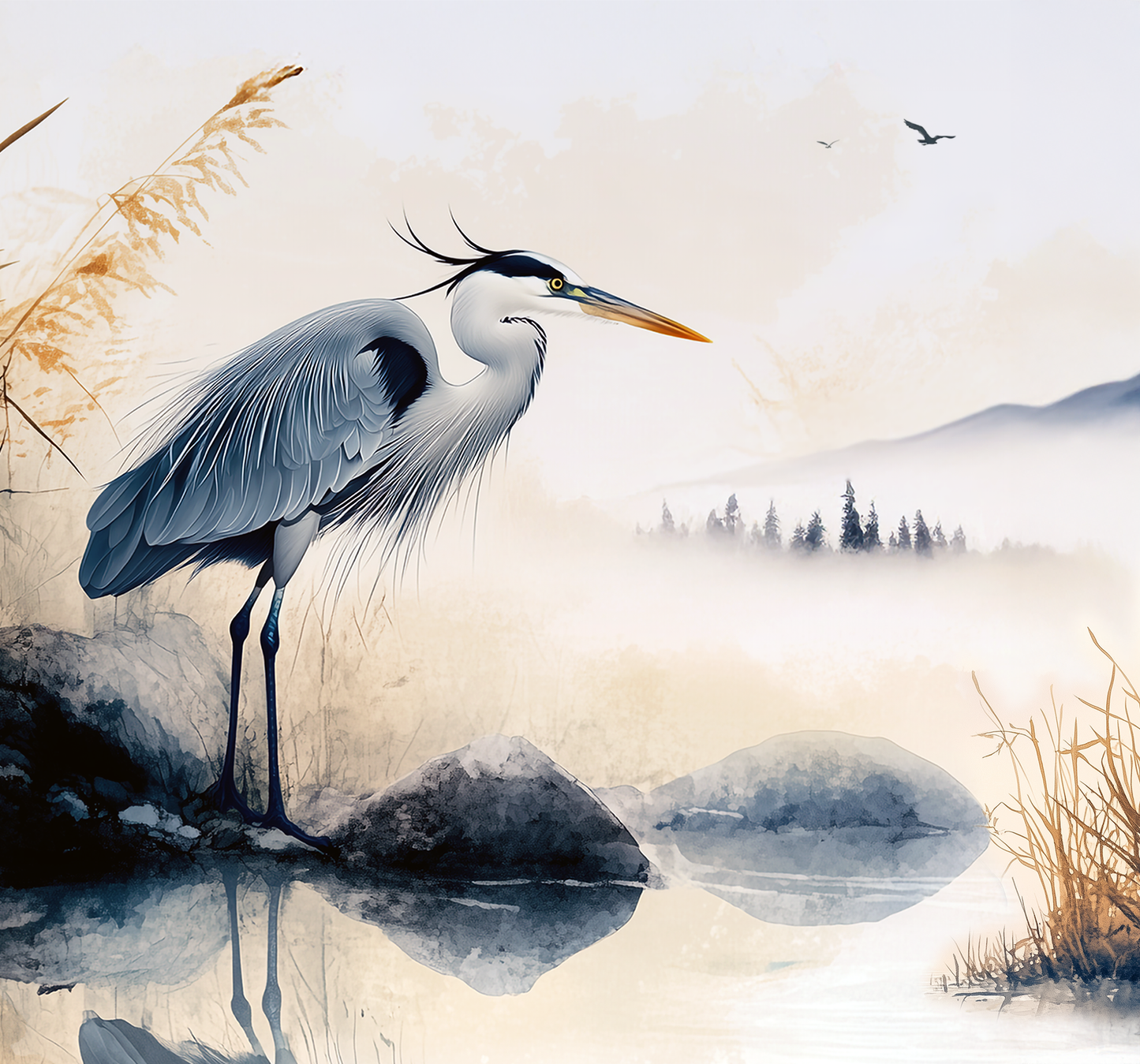 Blue Heron Latte Mug 17 oz - Image