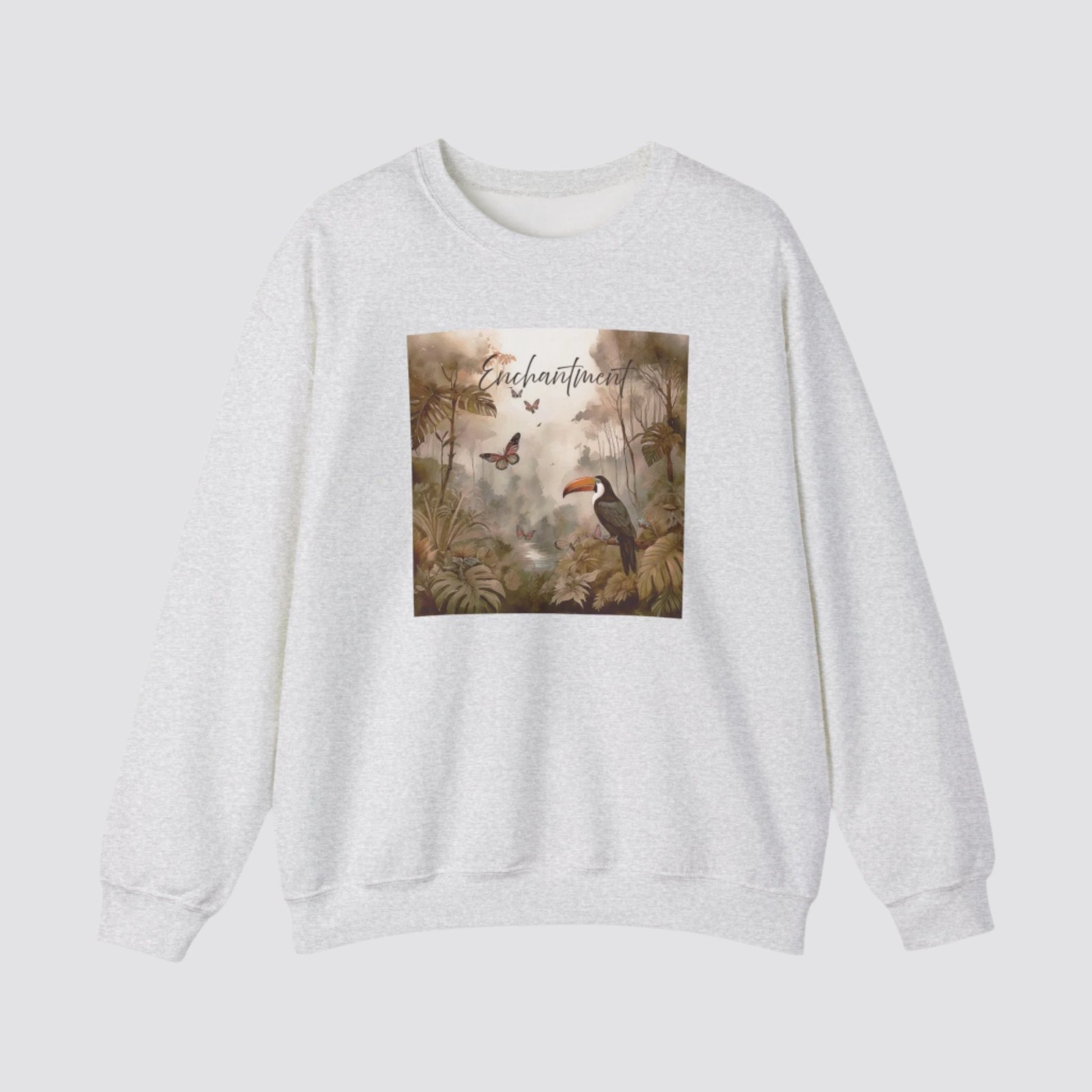 Enchanted Rainforest Nature-inspired Crewneck Ash
