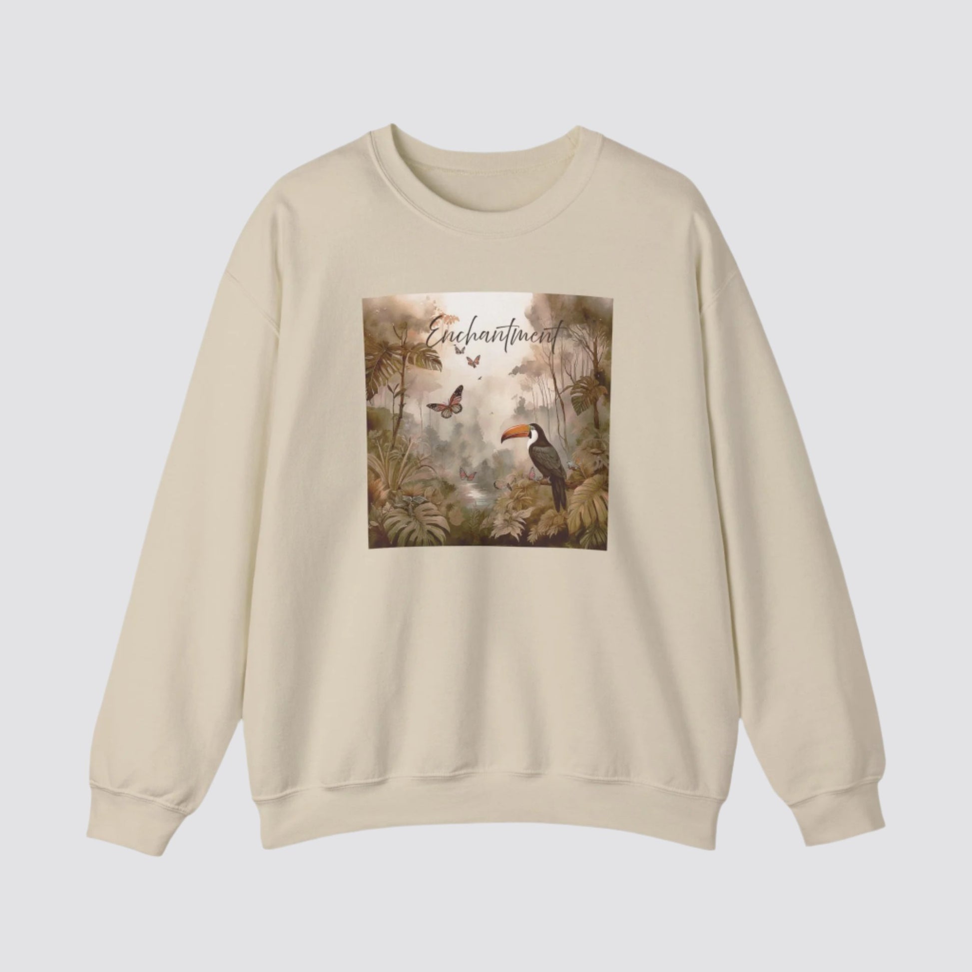 Enchanted Rainforest Nature-inspired Crewneck Sand