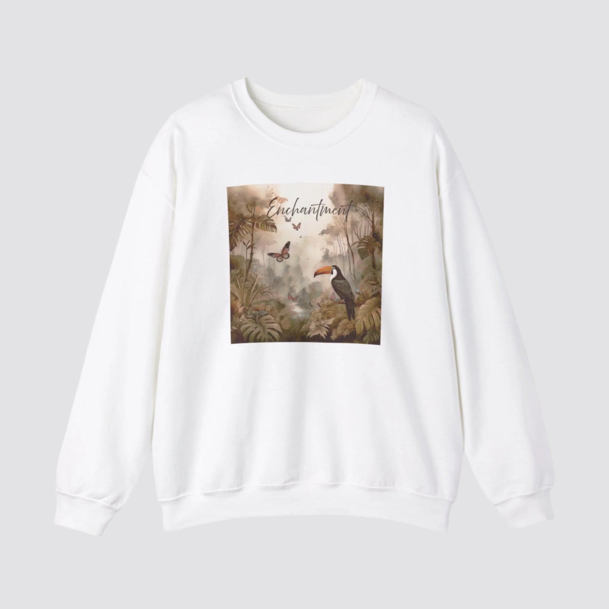 Enchanted Rainforest Nature-inspired Crewneck White