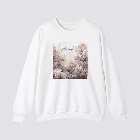 Ethereal Coral Reef Nature-inspired Crewneck White
