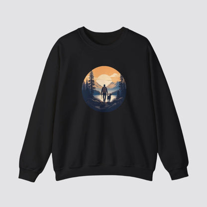 Hiking at Sunset Nature-inspired Crewneck Black