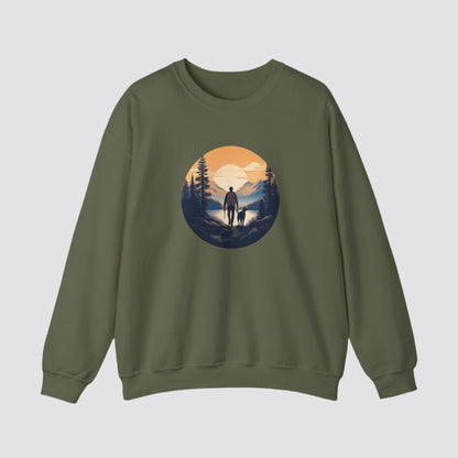 Hiking at Sunset Nature-inspired Crewneck Military Green