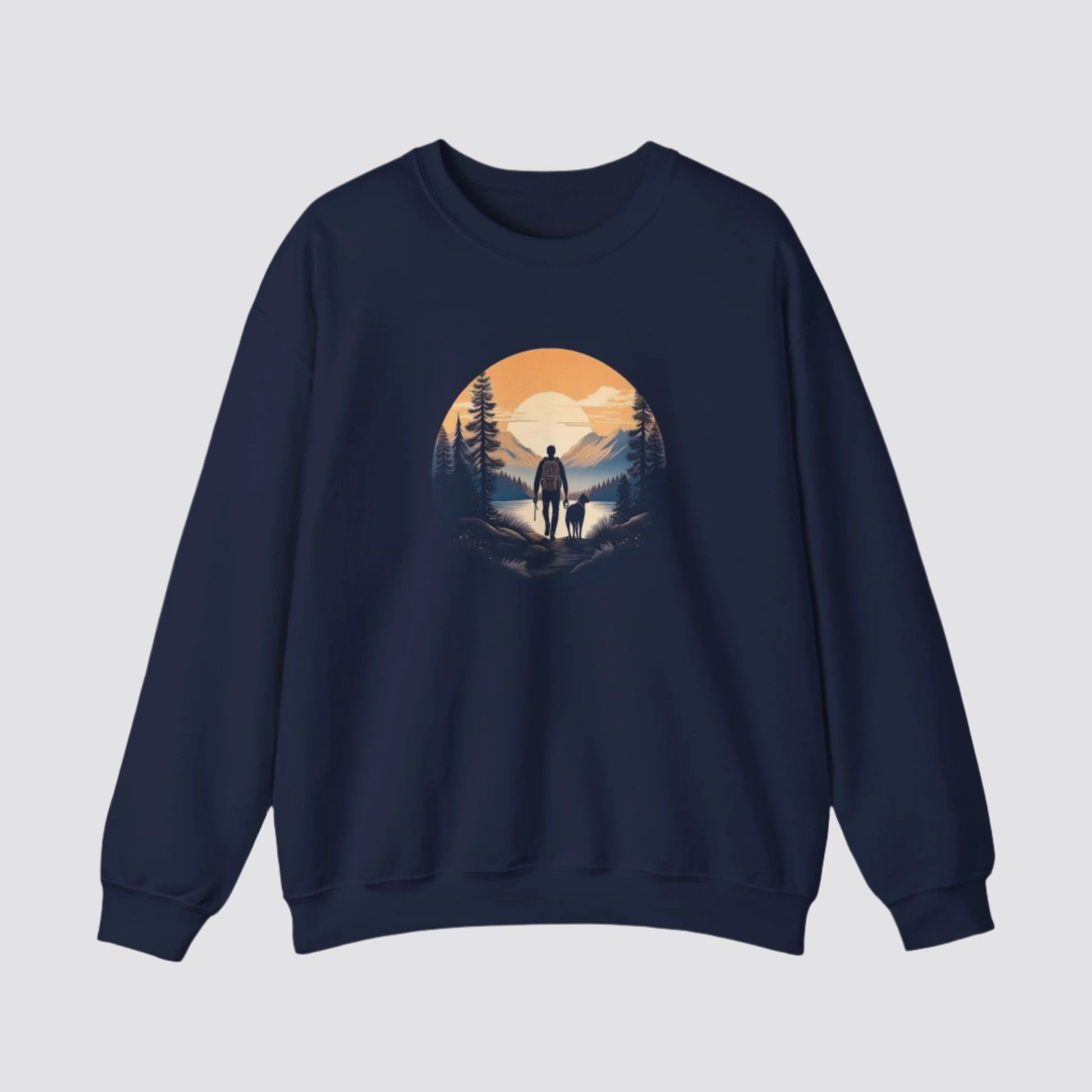 Hiking at Sunset Nature-inspired Crewneck Navy