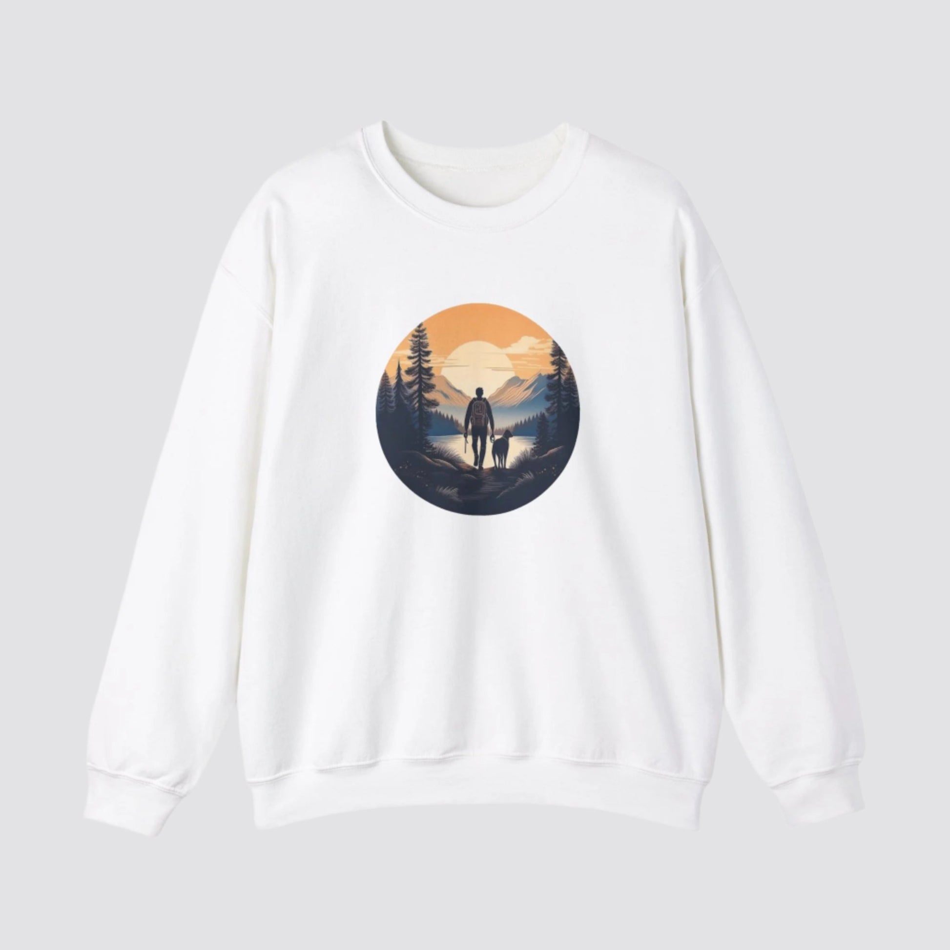 Hiking at Sunset Nature-inspired Crewneck White