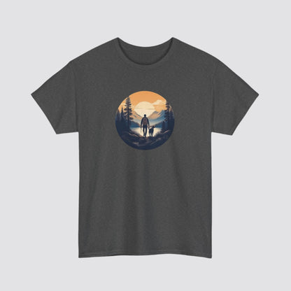 Hiking at Sunset Nature-inspired T-shirt Dark Heather