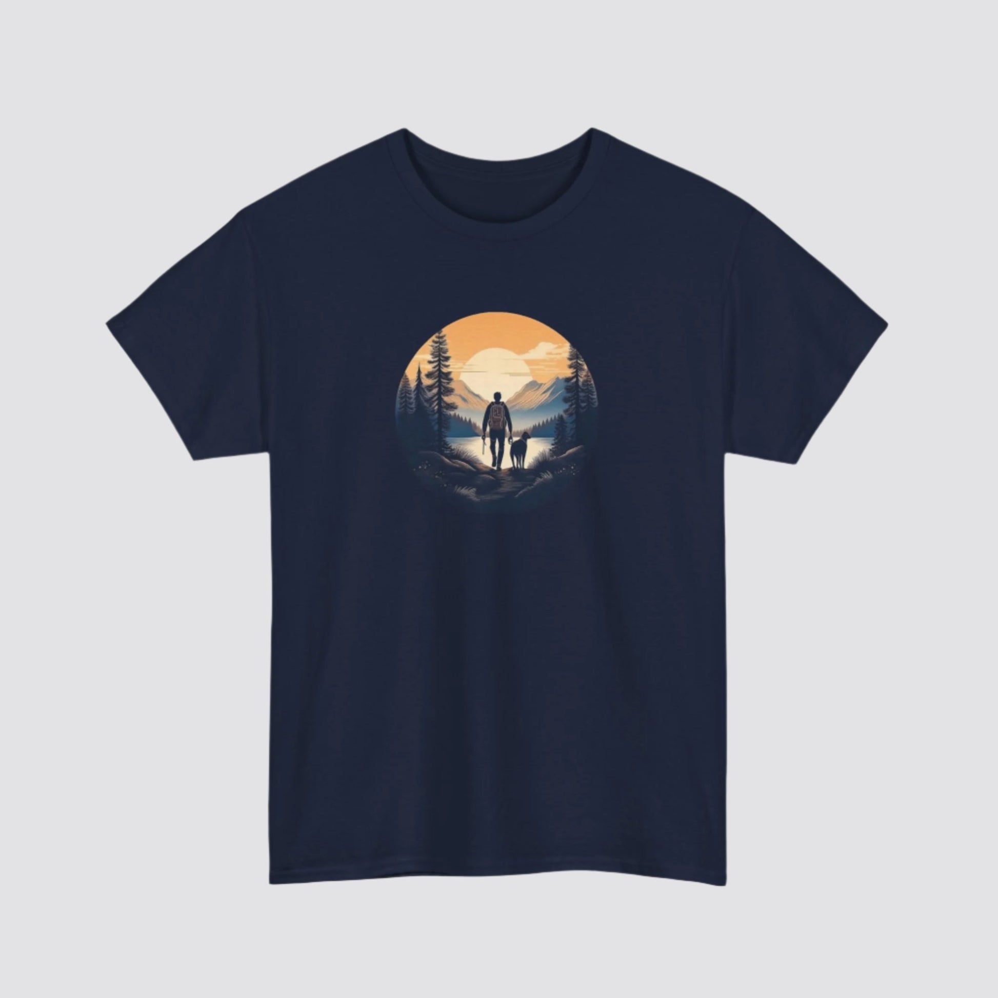 Hiking at Sunset Nature-inspired T-shirt Navy