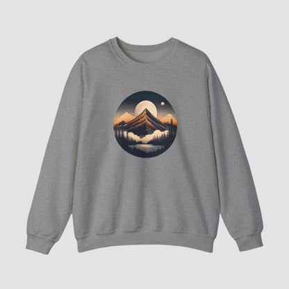 Mountain, Forest & Lake Nature-inspired Crewneck Graphite Heather