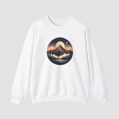 Mountain, Forest & Lake Nature-inspired  Crewneck White