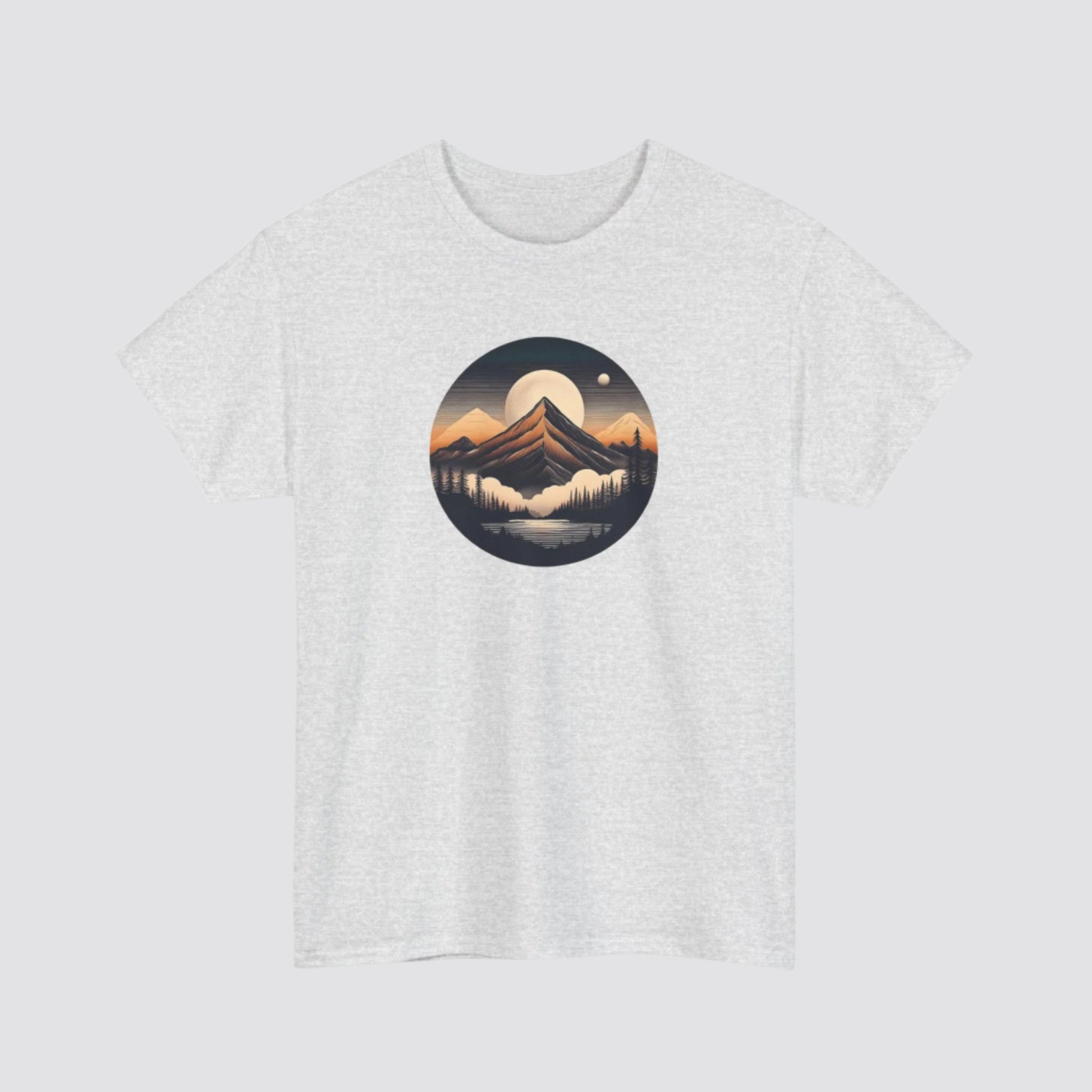 Mountain, Forest & Lake Nature-inspired T-shirt Ash
