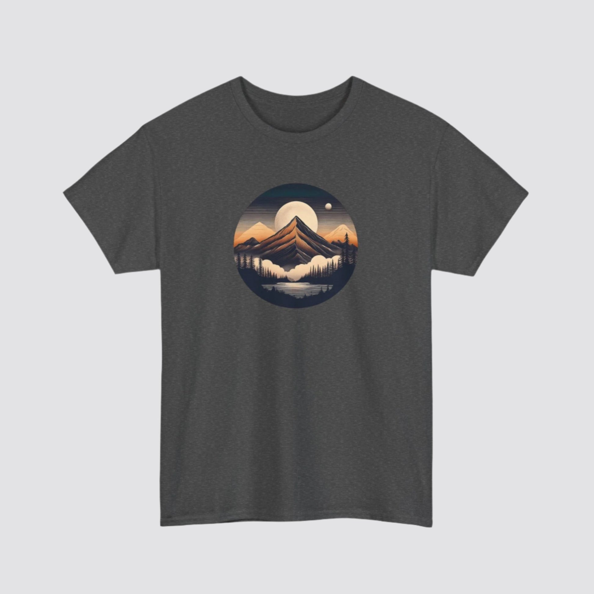 Mountain, Forest & Lake Nature-inspired T-shirt Dark Heather