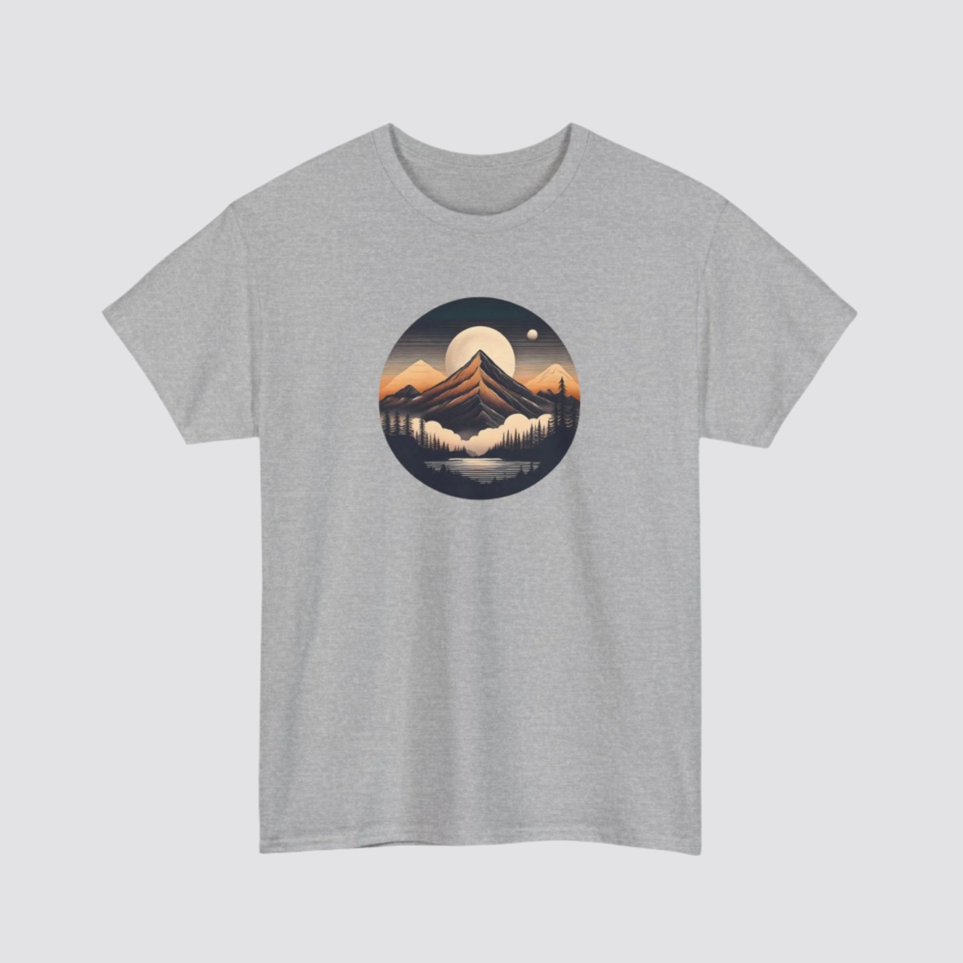 Mountain, Forest & Lake Nature-inspired T-shirt Sport Grey