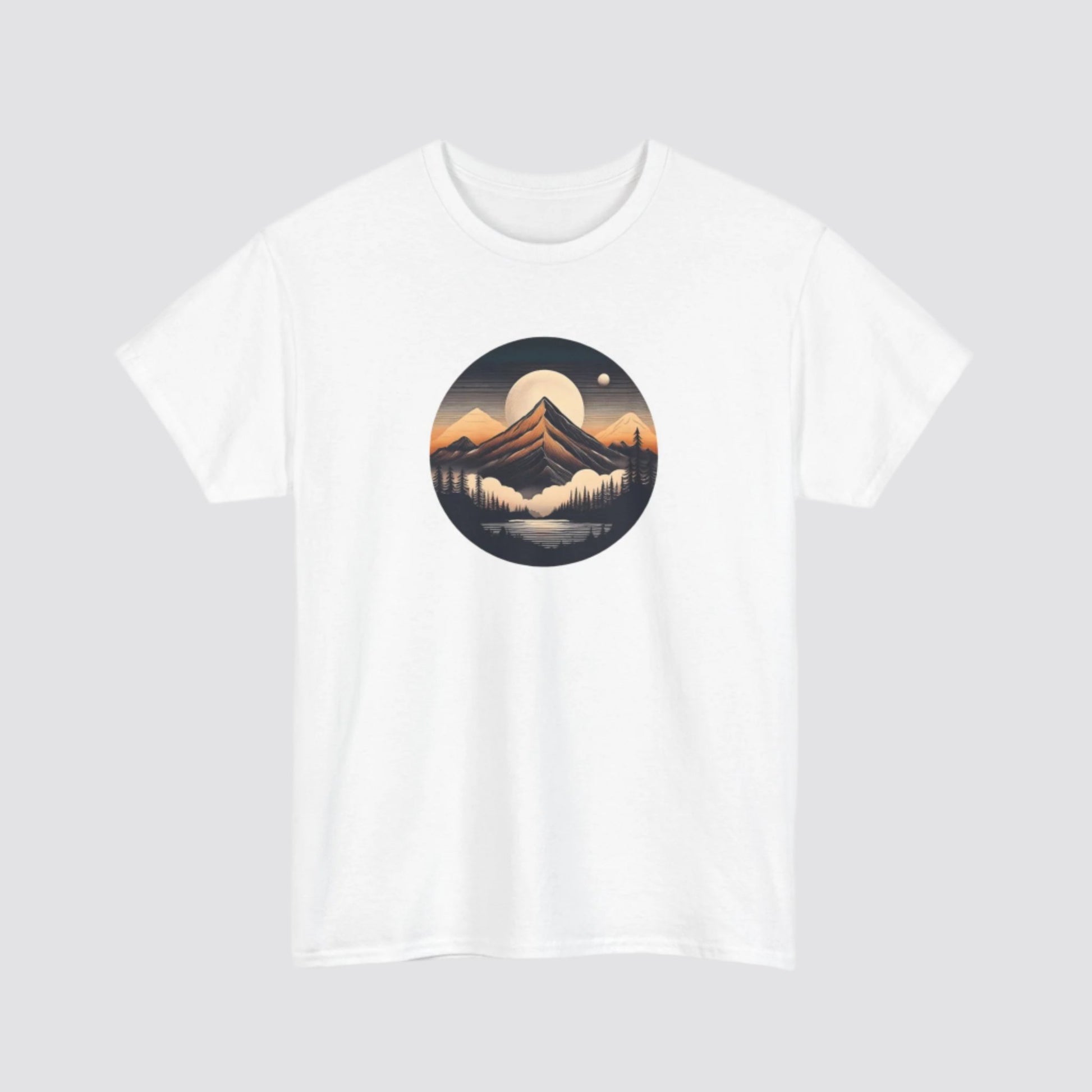 Mountain, Forest & Lake Nature-inspired T-shirt White
