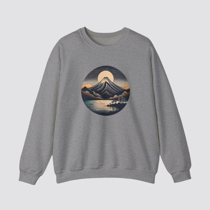 Mountain & Lake Nature-inspired Crewneck Graphite Heather