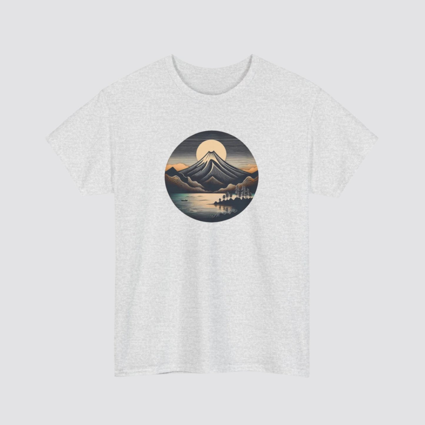 Mountain & Lake Nature-inspired T-shirt Ash