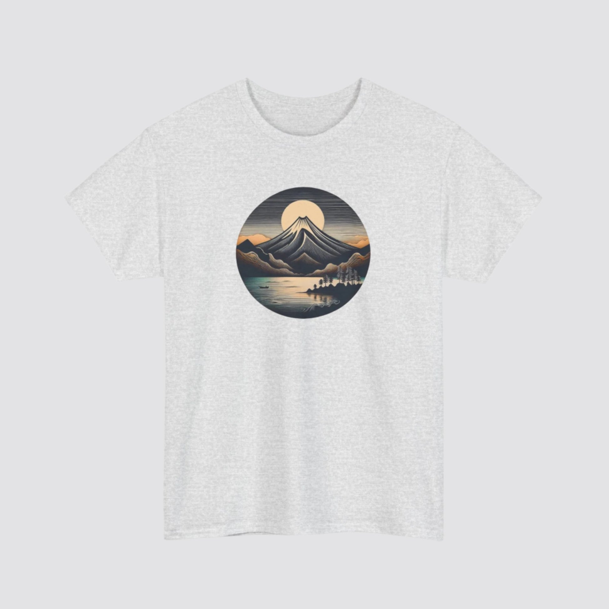 Mountain & Lake Nature-inspired T-shirt Ash