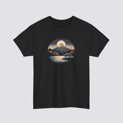Mountain & Lake Nature-inspired T-shirt Black