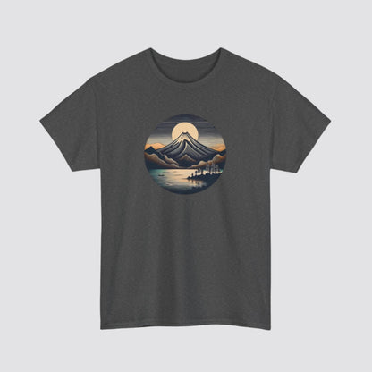 Mountain & Lake Nature-inspired T-shirt Dark Heather