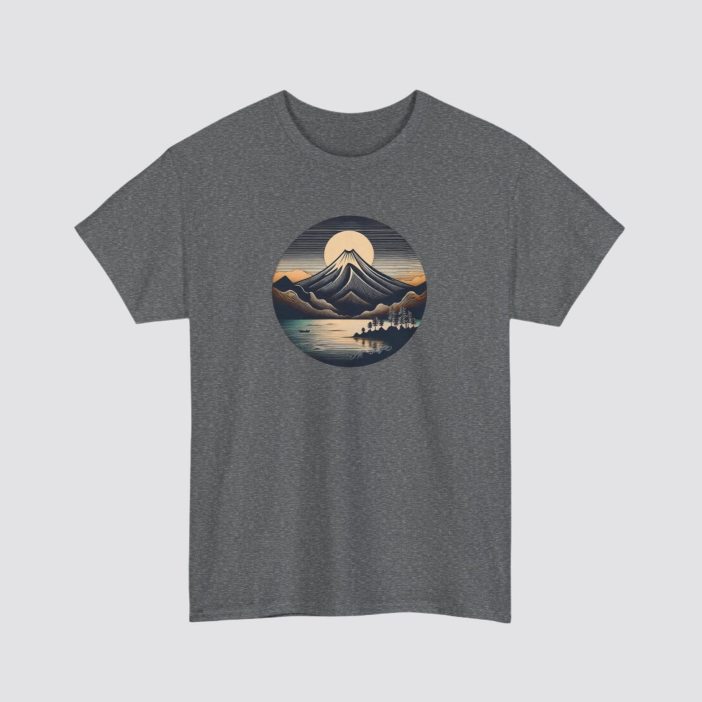 Mountain & Lake Nature-inspired T-shirt Graphite Heather