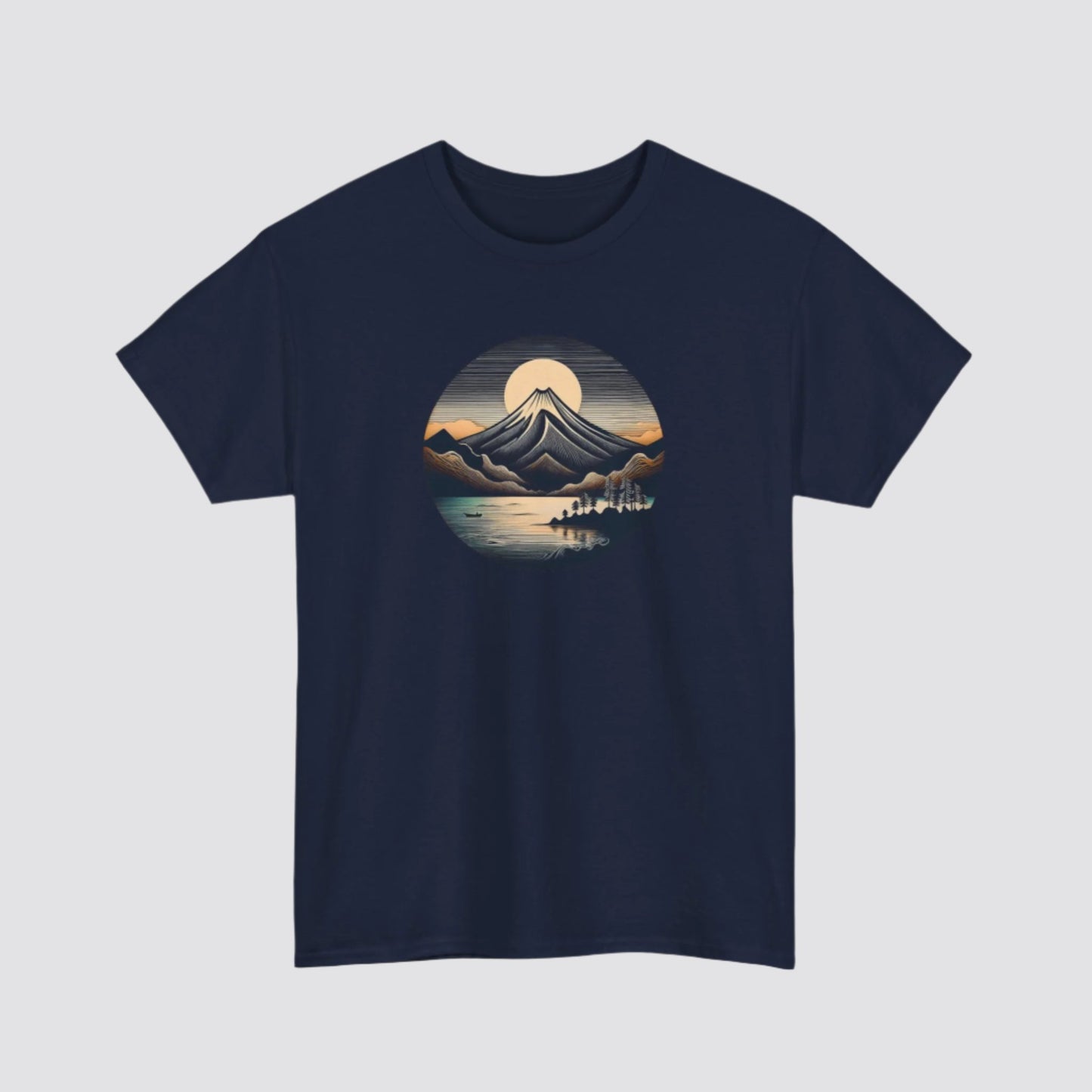 Mountain & Lake Nature-inspired T-shirt Navy