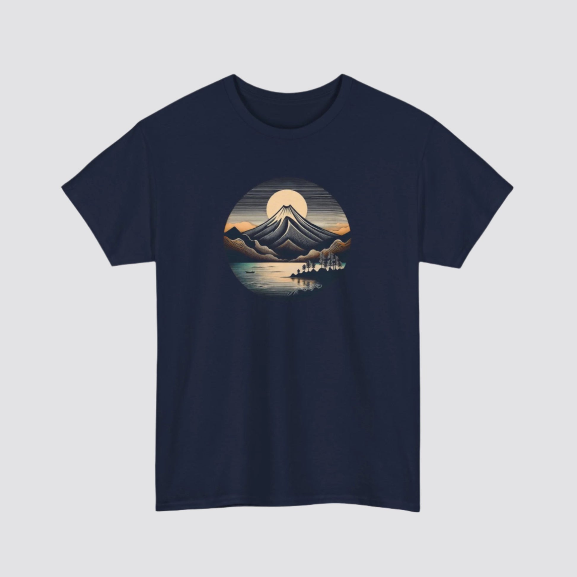 Mountain & Lake Nature-inspired T-shirt Navy
