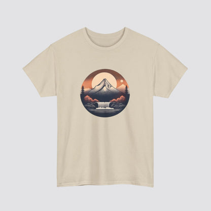 Mountain & Waterfall Nature-inspired  T-shirt Sand