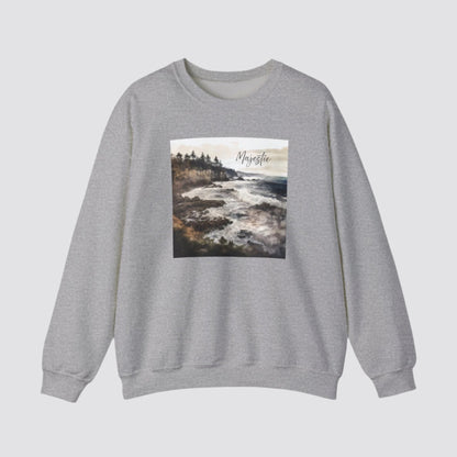 Ocean Wave Majesty Nature-inspired Crewneck Sport Grey