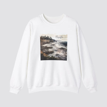 Ocean Wave Majesty Nature-inspired Crewneck White