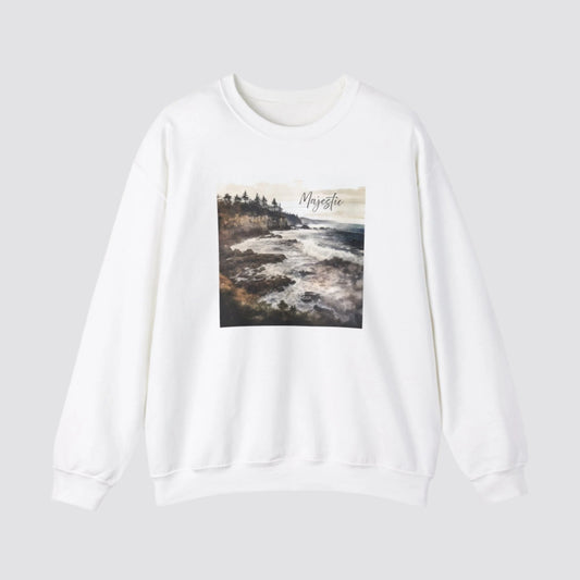 Ocean Wave Majesty Nature-inspired Crewneck White