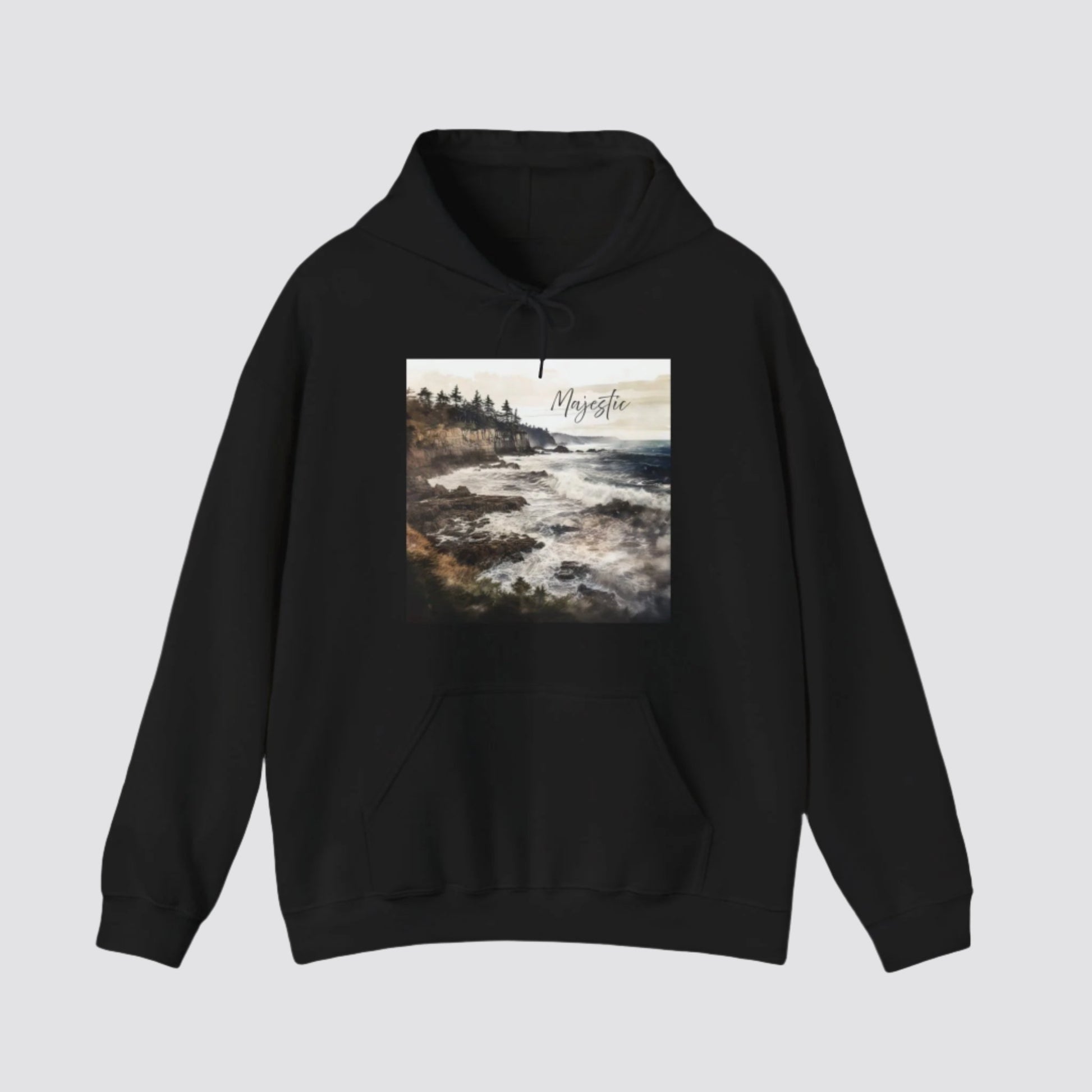 Ocean Wave Majesty Nature-inspired Hooded Black