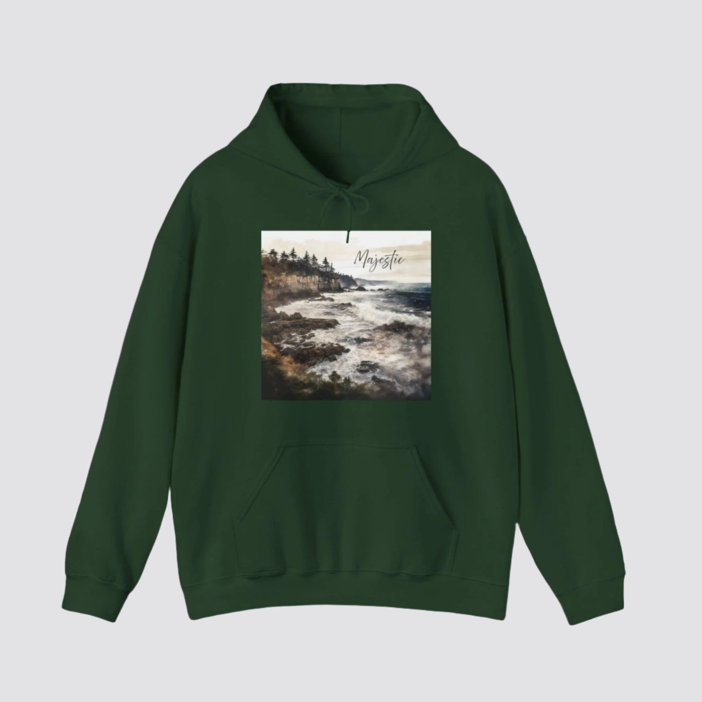 Ocean Wave Majesty Nature-inspired Hooded Forest Green