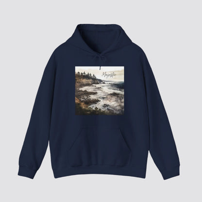 Ocean Wave Majesty Nature-inspired Hooded Navy