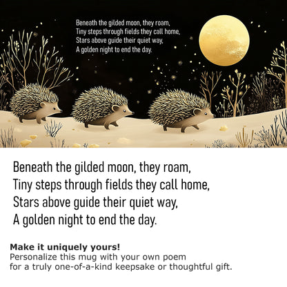 Golden Moonlit Hedgehogs Ceramic Mug