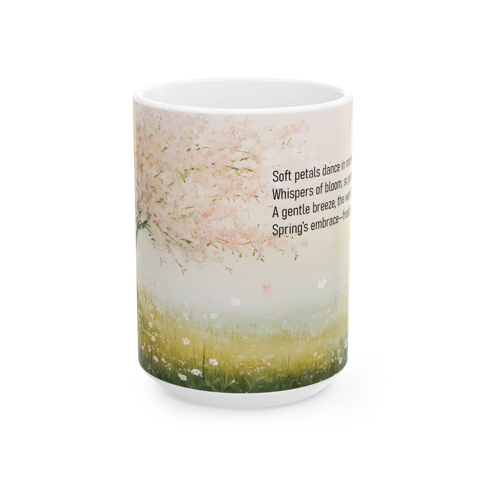 Spring’s Embrace nature-inspired Poetry Mug 15 oz - Front