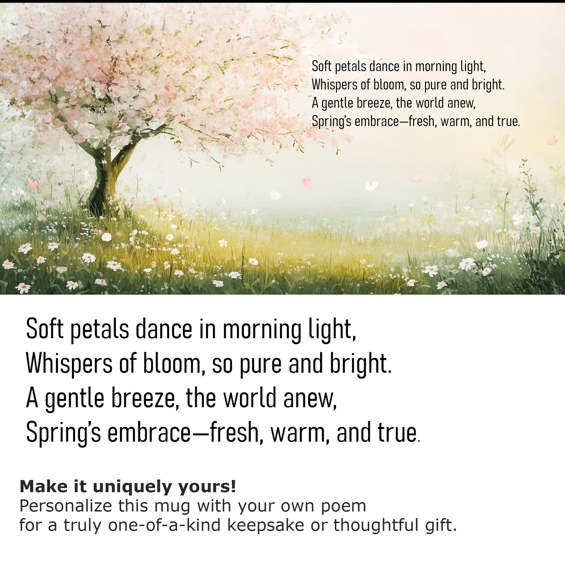 Spring’s Embrace nature-inspired Poetry Mug 15 oz - Poem