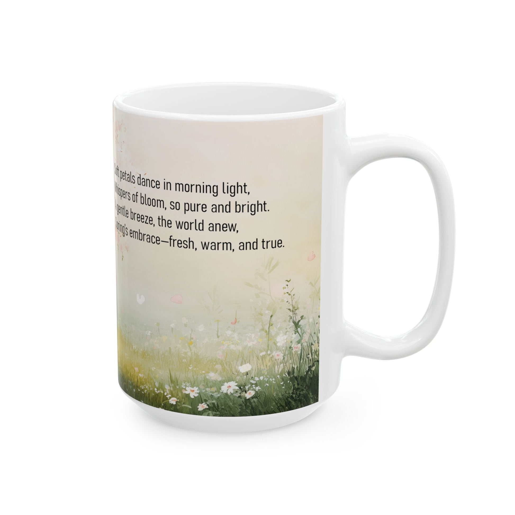 Spring’s Embrace nature-inspired Poetry Mug 15 oz - Right