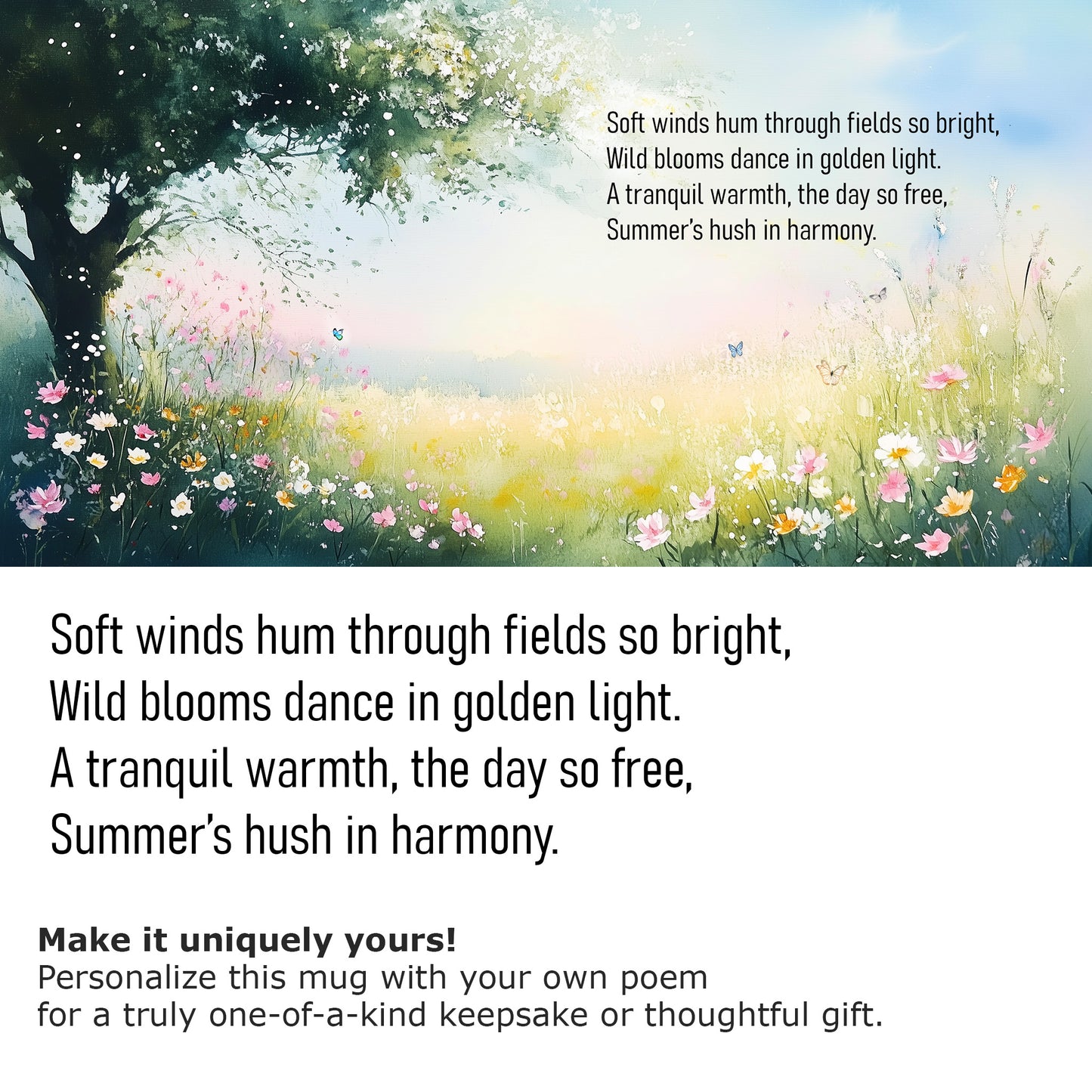 Summer’s Hush nature-inspired Poetry Mug 15 oz - Poem