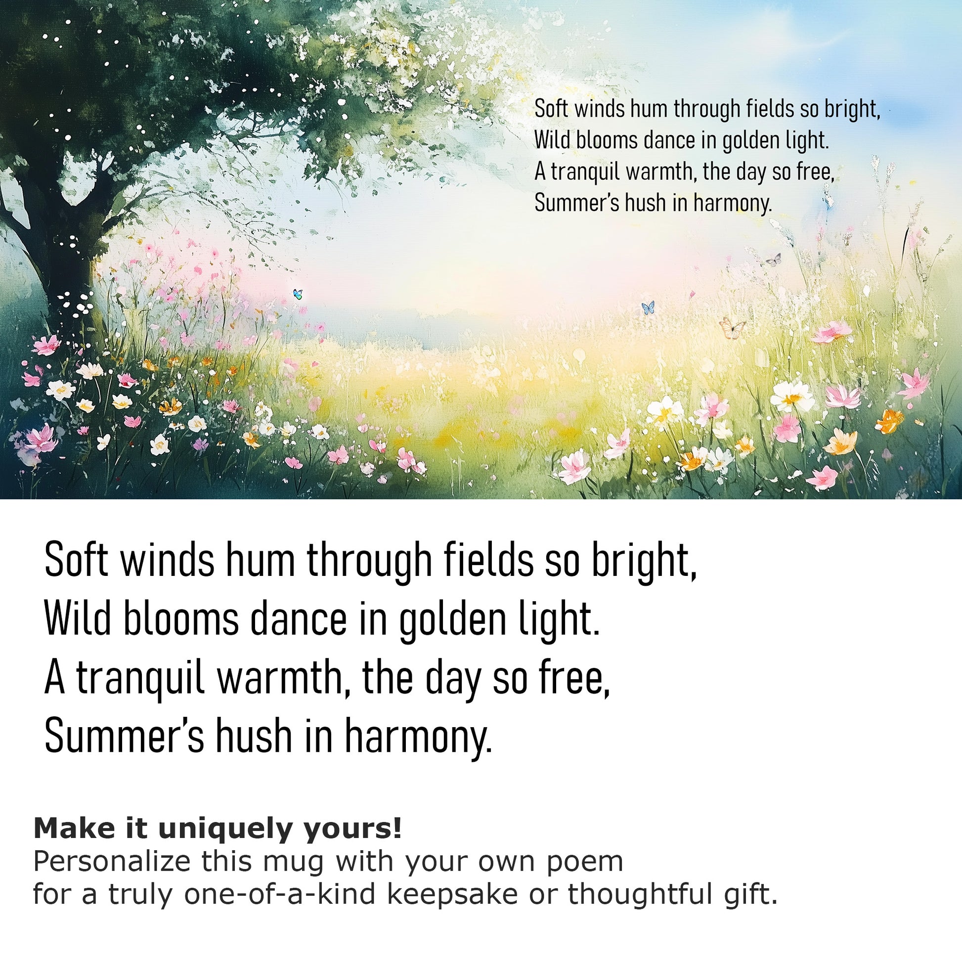 Summer’s Hush nature-inspired Poetry Mug 15 oz - Poem