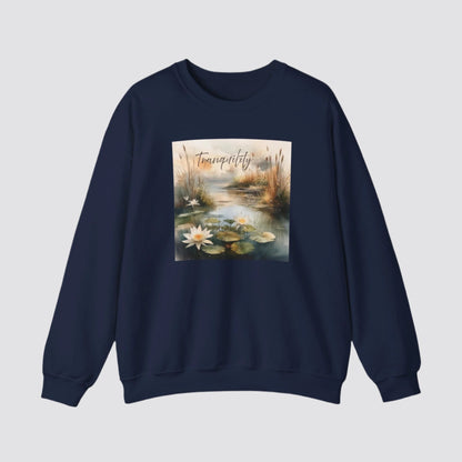 Tranquility Pond Nature-inspired Crewneck Navy