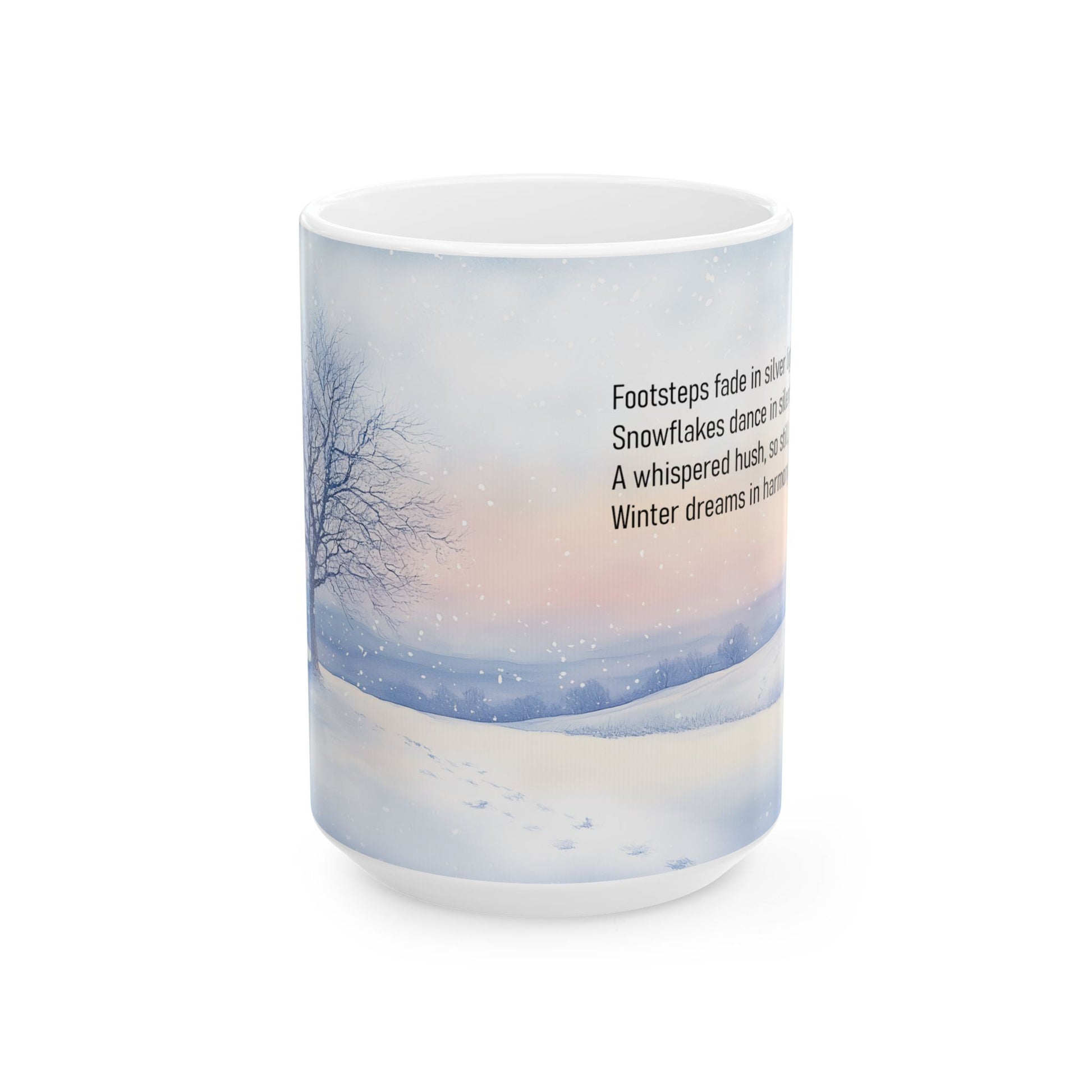 Winter's Dreams Nature-inspired Poetry Mug 15 oz - Front